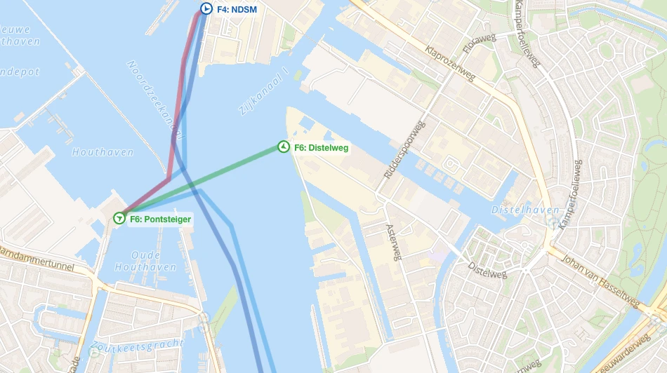 Pulsa para abrir el mapa del ferry de Amsterdam